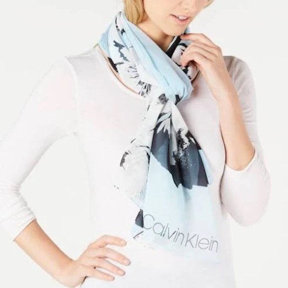 Calvin Klein Pop Flower Chiffon Scarf - Picture 1 of 3